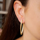 Brincos Argolas Navette Em Ouro Amarelo E Diamantes