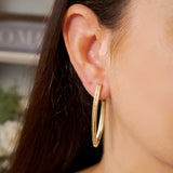 Brincos Argolas Navette Em Ouro Amarelo E Diamantes