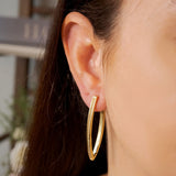 Brincos Argolas Navette Em Ouro Amarelo E Diamantes