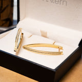 Brincos Argolas Navette Em Ouro Amarelo E Diamantes