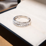 Anel Meia Aliança Em Ouro Branco E Diamantes 1,16 Quilates