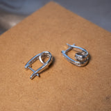 Brinco Argolinha Delicada Em Ouro Branco E Diamante