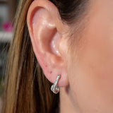 Brinco Argolinha Delicada Em Ouro Branco E Diamante