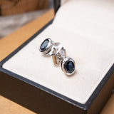 Brinco Hstern Classic em Ouro Branco Safira Azul e Diamantes