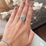 Anel Vivara Vibrante Em Ouro Branco Com Topázio Azul E Diamantes