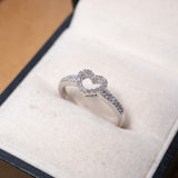 Anel Coração Delicado Em Ouro Branco 14k e Diamantes