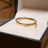 Anel Solitário Em Ouro Amarelo E Diamante De 08 Pontos