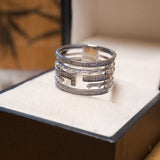 Anel Monte Carlo Em Ouro Branco Com Diamantes