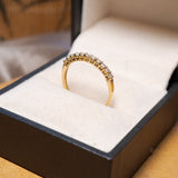 Anel Meia Aliança Em Ouro Amarelo E Diamantes De 03 Pontos