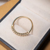Anel Meia Aliança Em Ouro Amarelo E Diamantes De 03 Pontos