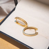 Brinco Argolinha Em Ouro Amarelo 18K E Diamantes