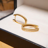 Brinco Argolinha Em Ouro Amarelo 18K E Diamantes
