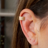 Brinco Piercing De Pressão Em Ouro Amarelo E Diamantes
