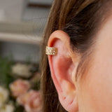 Brinco Piercing De Pressão Em Ouro Amarelo E Diamantes