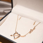 Colar Hstern MyCollection Coração Flechado em ouro rosê e diamantes cognac.