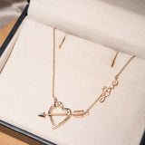 Colar Hstern Mycollection Coração Flechado Em Ouro Rosê E Diamantes Cognac