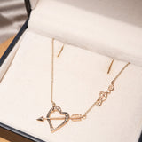 Colar Hstern Mycollection Coração Flechado Em Ouro Rosê E Diamantes Cognac