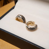 Brinco Argola Hstern Em Ouro Nobre Com Diamantes Negros