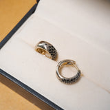 Brinco Argola Hstern Em Ouro Nobre Com Diamantes Negros