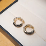 Brinco Argola Hstern Em Ouro Nobre Com Diamantes Negros