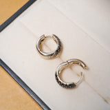 Brinco Argola Hstern Em Ouro Nobre Com Diamantes Negros