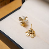 Brincos Flor Em Ouro Amarelo 18K E Diamantes