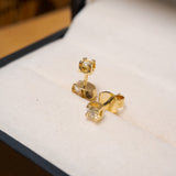 Brinco Solitário Em Ouro Amarelo Com Diamante 08 Pontos