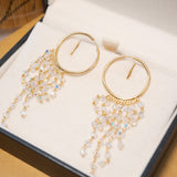 Brinco Argola E Franja Furtacor Em Ouro Amarelo E Quartzo