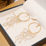 Brinco Argola E Franja Furtacor Em Ouro Amarelo E Quartzo