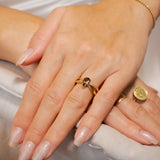Anel Drop Em Ouro Amarelo, Diamantes E Citrino Gota