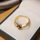 Anel Drop Em Ouro Amarelo, Diamantes E Citrino Gota