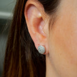 Brincos Boton Em Ouro Branco Chuveiro De Diamante