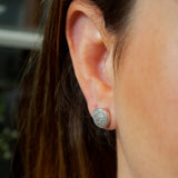 Brincos Boton Em Ouro Branco Chuveiro De Diamante