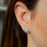 Brincos Boton Em Ouro Branco Chuveiro De Diamante
