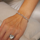 Pulseira Meia Riviera Em Ouro Branco Diamantes E Cristais De Rocha