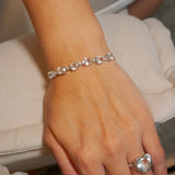 Pulseira Meia Riviera Em Ouro Branco Diamantes E Cristais De Rocha
