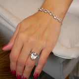 Pulseira Meia Riviera Em Ouro Branco Diamantes E Cristais De Rocha
