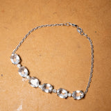 Pulseira Meia Riviera Em Ouro Branco Diamantes E Cristais De Rocha