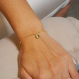 Pulseira Elo Português Coração Em Ouro Amarelo 20,5 CM