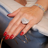 Anel Coração Em Ouro Branco Bold Pavê De Diamantes 3,26 Cts