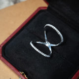 Anel Sparkle Aro Duplo Em Ouro Branco E Diamantes