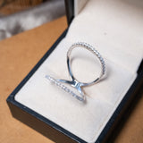 Anel Sparkle Aro Duplo Em Ouro Branco E Diamantes