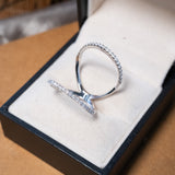 Anel Sparkle Aro Duplo Em Ouro Branco E Diamantes