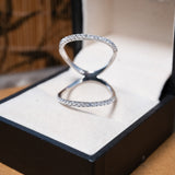 Anel Sparkle Aro Duplo Em Ouro Branco E Diamantes