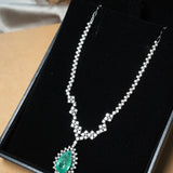 Colar Royal Meia Riviera Em Ouro Branco, Diamantes E Esmeralda