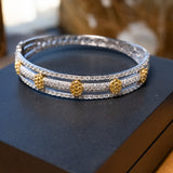 Pulseira Bracelete Rigido Em Ouro Branco E Diamantes