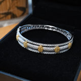 Pulseira Bracelete Rigido Em Ouro Branco E Diamantes