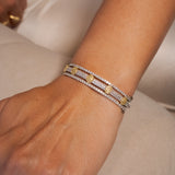 Pulseira Bracelete Rigido Em Ouro Branco E Diamantes