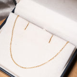 Colar Cordão Elo Português Delicado Em Ouro Amarelo 45,5 Cm