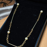 Colar Infinito Em Ouro Amarelo E Pérolas 5mm 52Cm